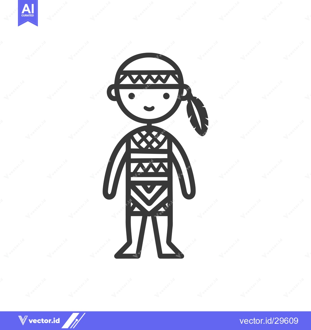 Premium Vector of Cartoon Illustration of a Native American Person
