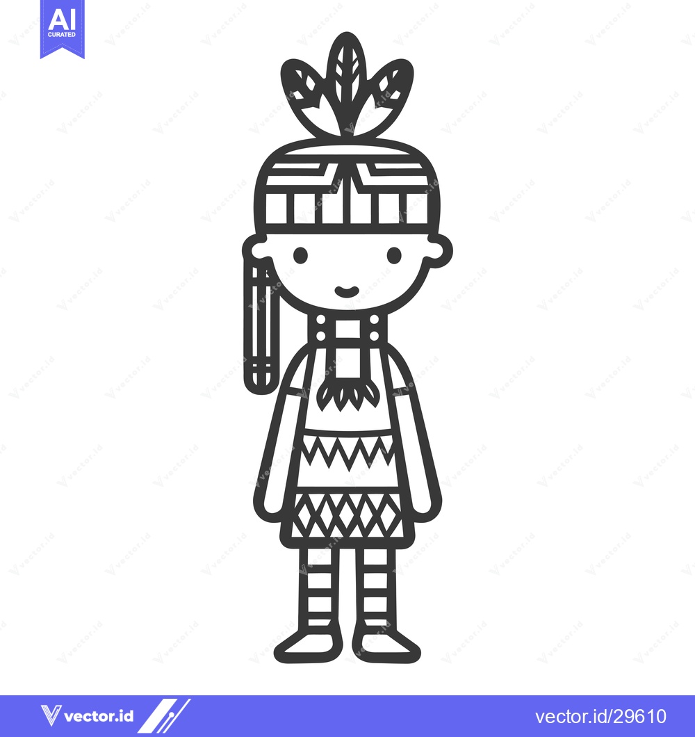 Premium Vector dari Cartoon Illustration of a Native American Person Wearing Traditional C