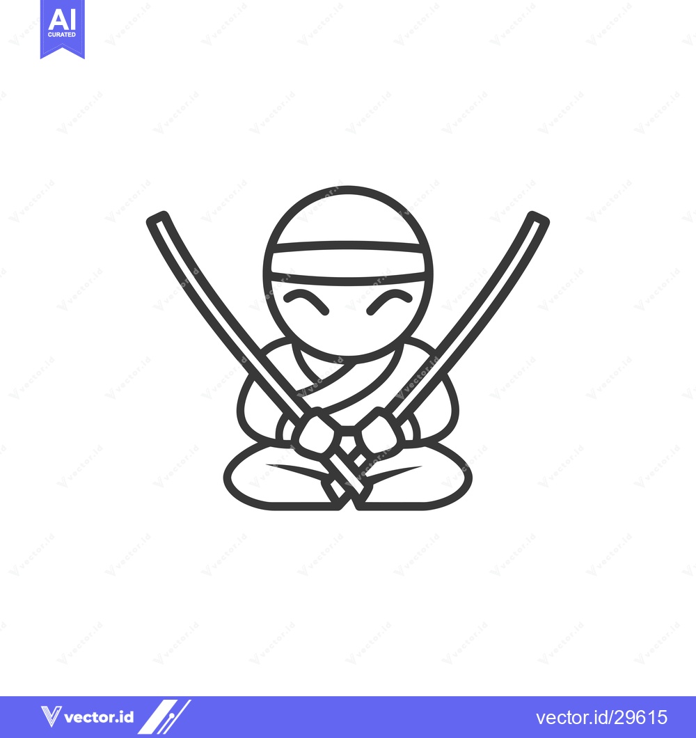 Premium Vector dari Cartoon Illustration of a Ninja Holding Two Swords