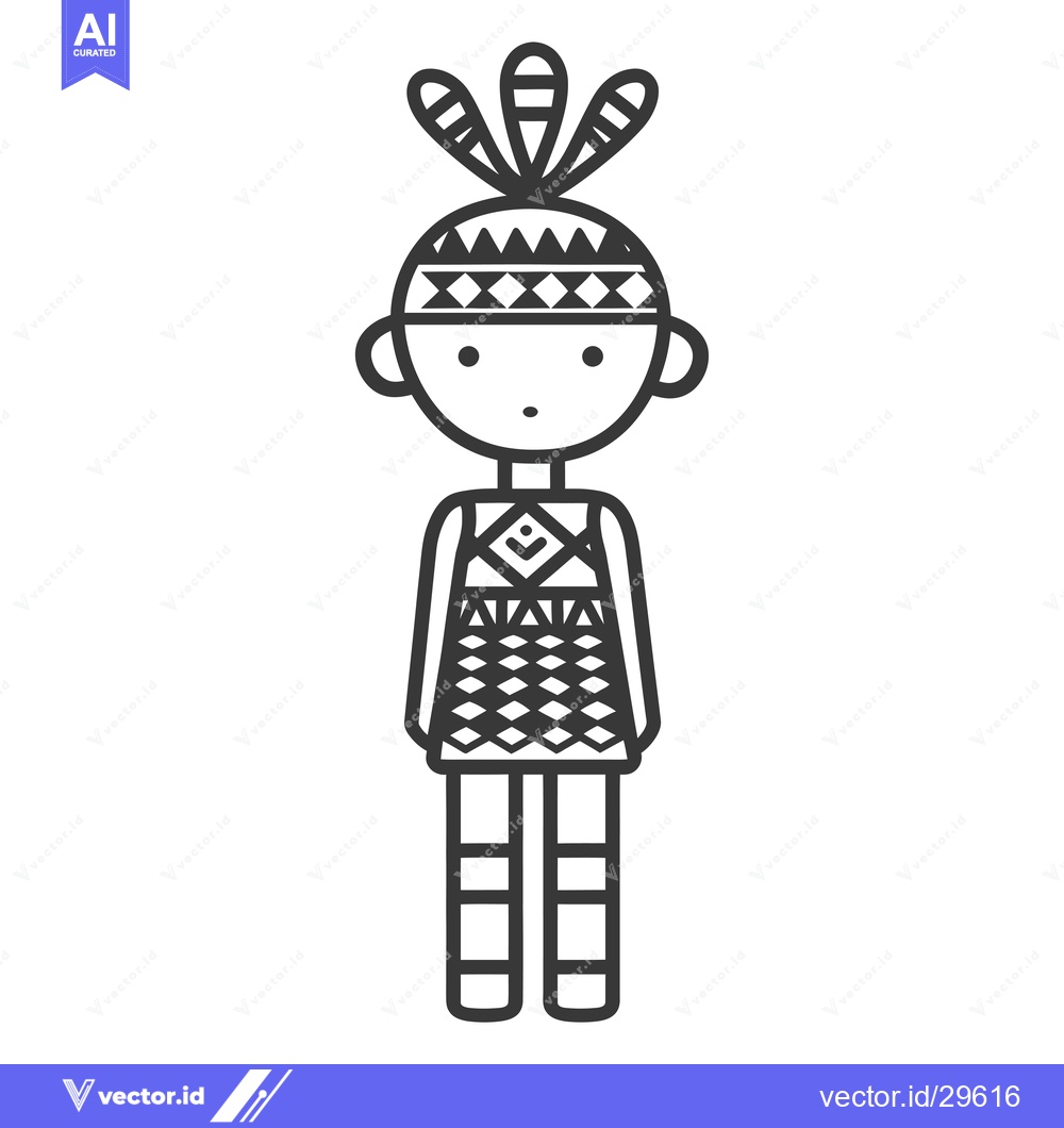 Premium Vector dari Cartoon Illustration of a Person in Native American Attire