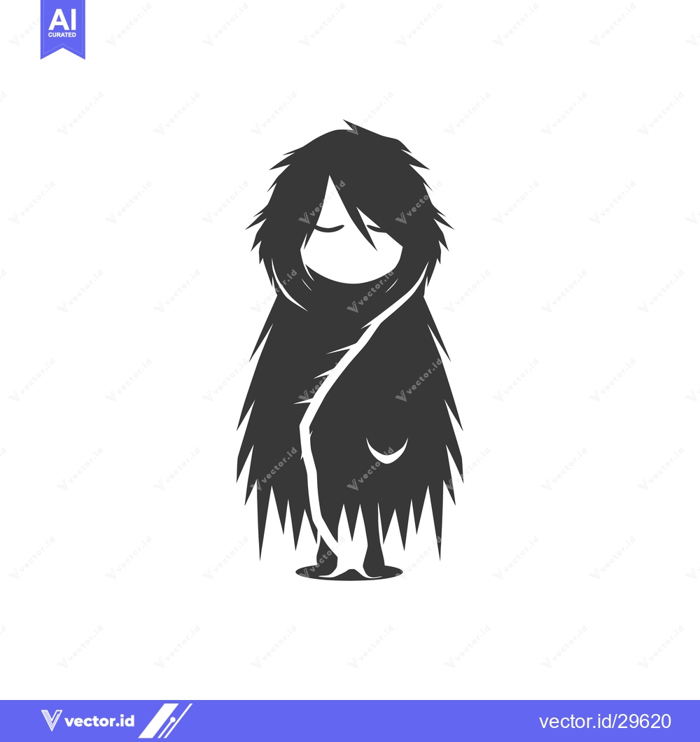 Premium Vector dari Cartoon Illustration of a Person with Long Hair and a Cloak