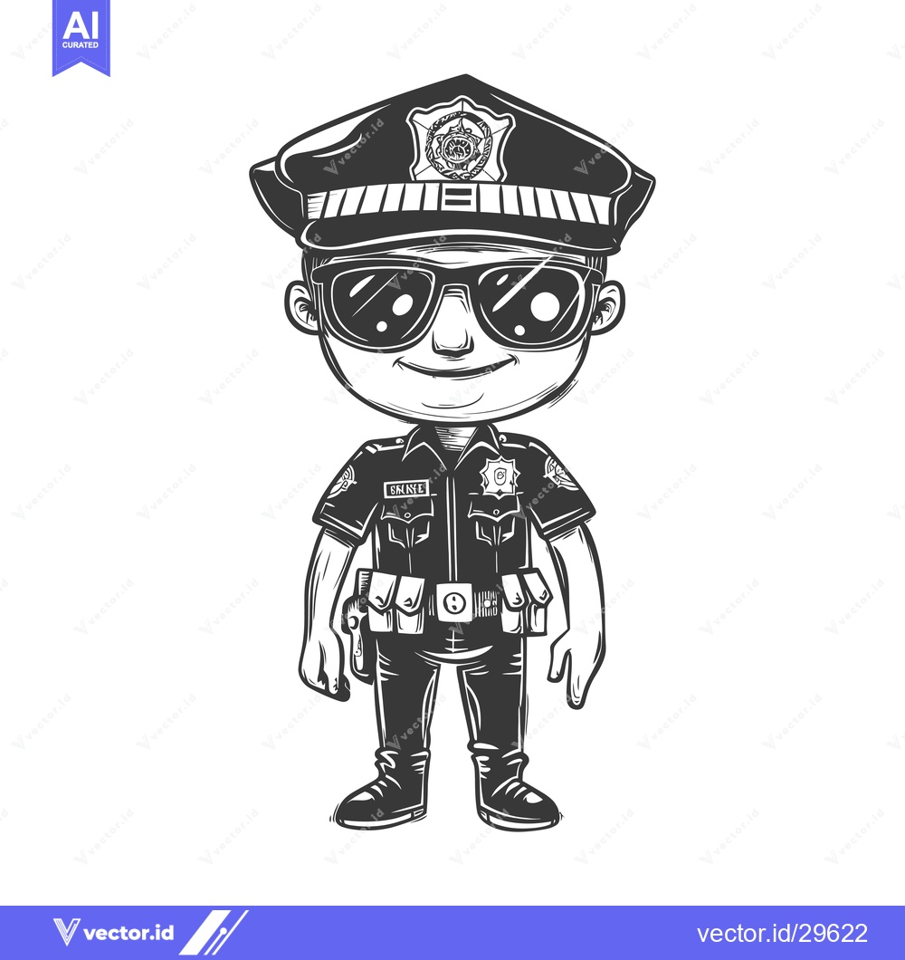 Premium Vector dari Cartoon Illustration of a Police Officer with Sunglasses