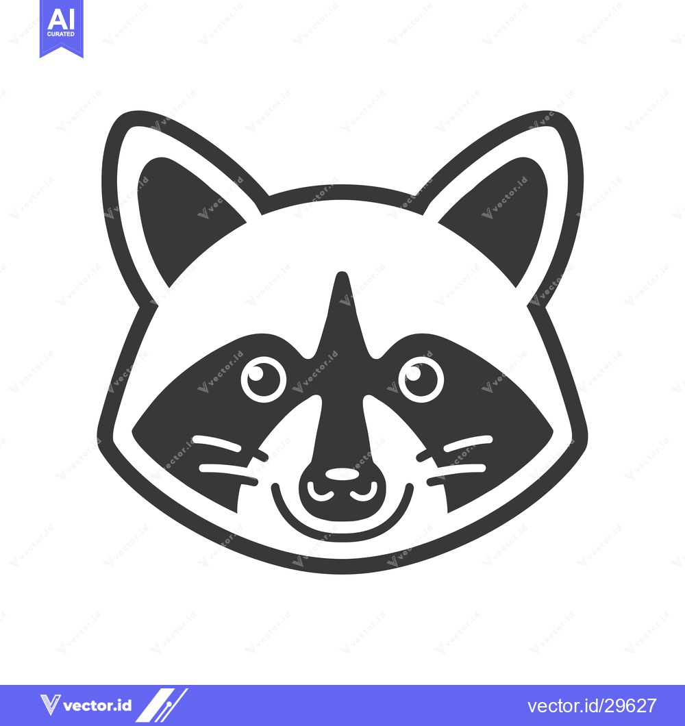 Premium Vector dari Cartoon illustration of a raccoon's face
