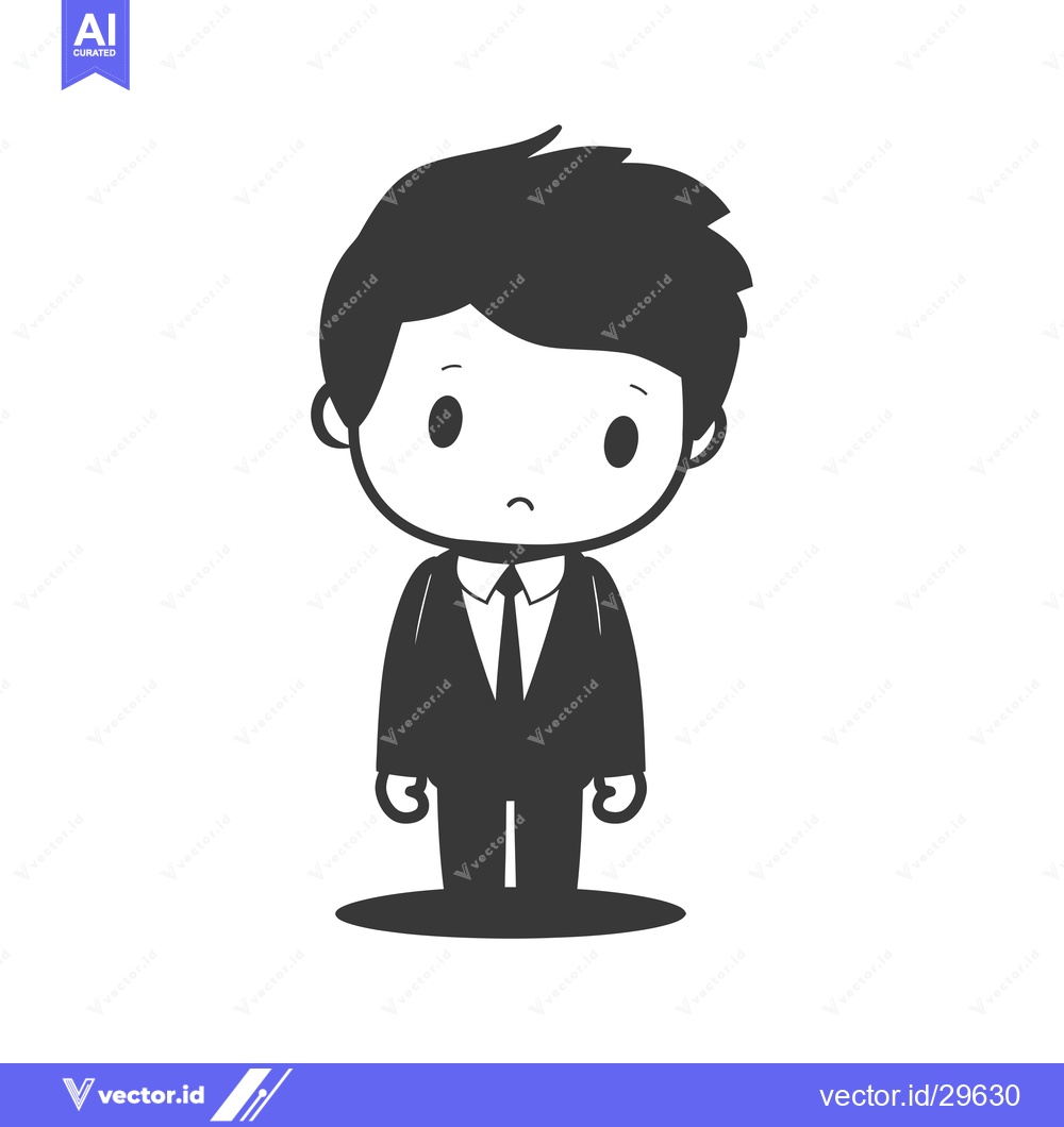 Premium Vector dari Cartoon illustration of a sad boy in a suit