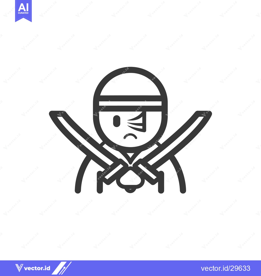 Premium Vector of Cartoon illustration of a sad one-eyed pirate holding crossed swords