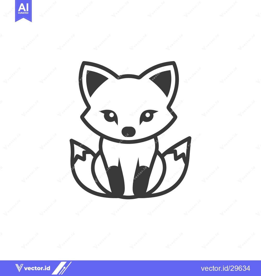 Premium Vector dari Cartoon Illustration of a Sitting Fox with a Large Tail