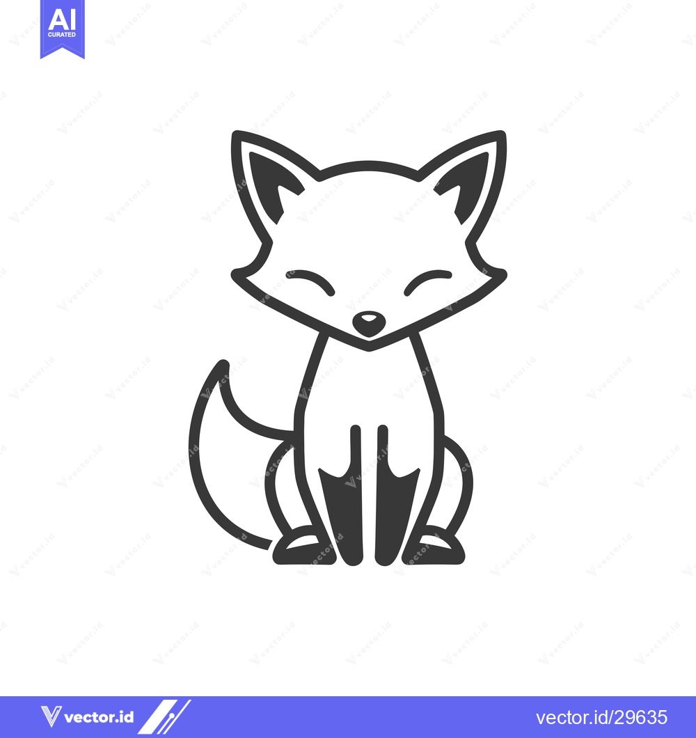 Premium Vector dari Cartoon illustration of a sitting fox with a smile