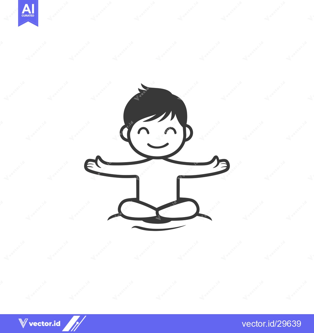 Premium Vector dari Cartoon illustration of a smiling boy sitting in a meditative pose