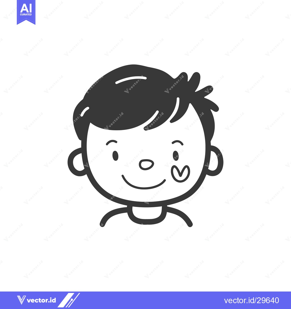Premium Vector dari Cartoon Illustration of a Smiling Boy with a Heart on his Cheek