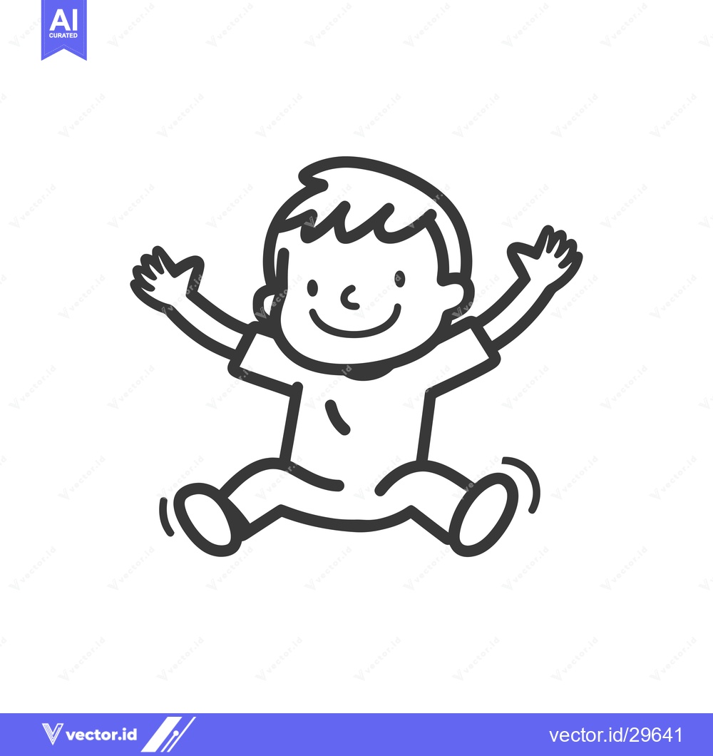 Premium Vector dari Cartoon Illustration of a Smiling Boy with Arms Outstretched