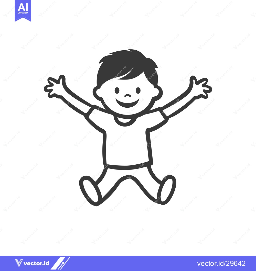 Premium Vector of Cartoon illustration of a smiling boy with arms outstretched