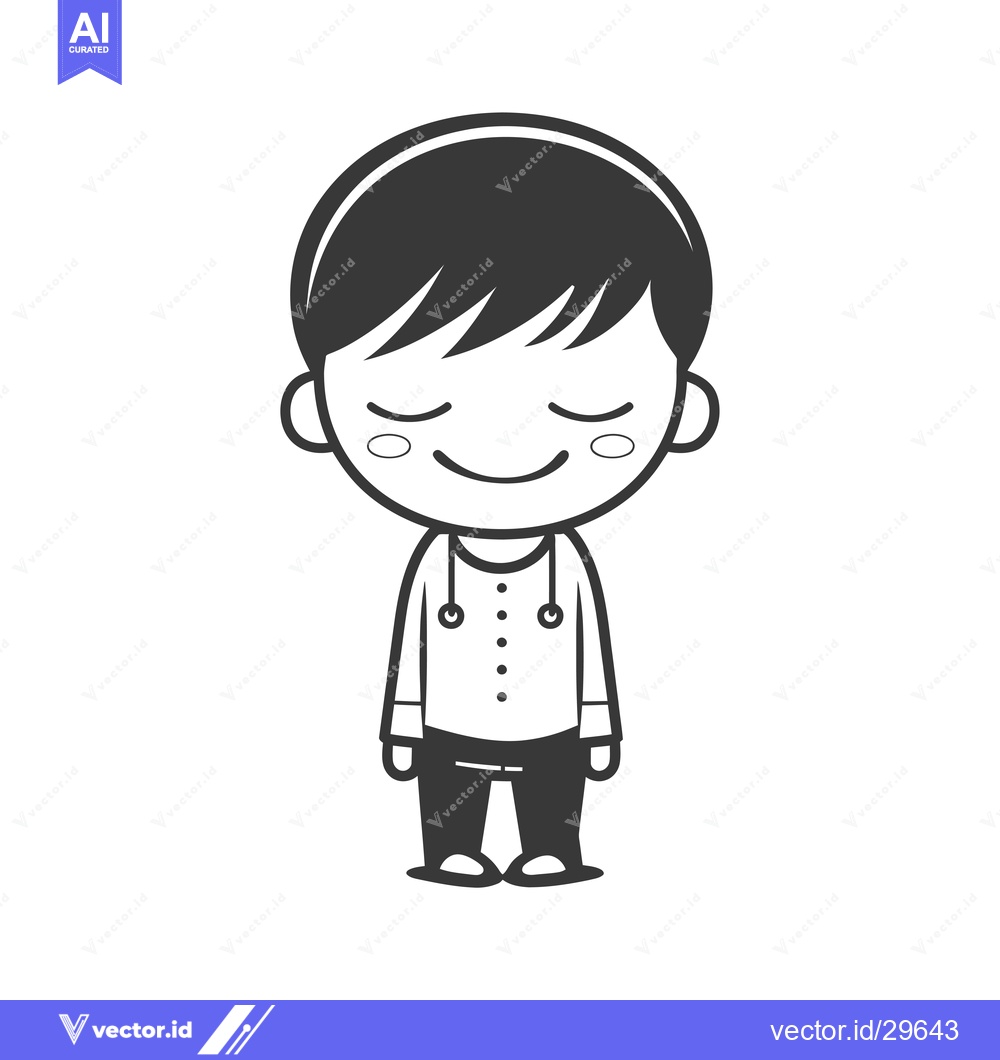 Premium Vector dari Cartoon illustration of a smiling boy with closed eyes