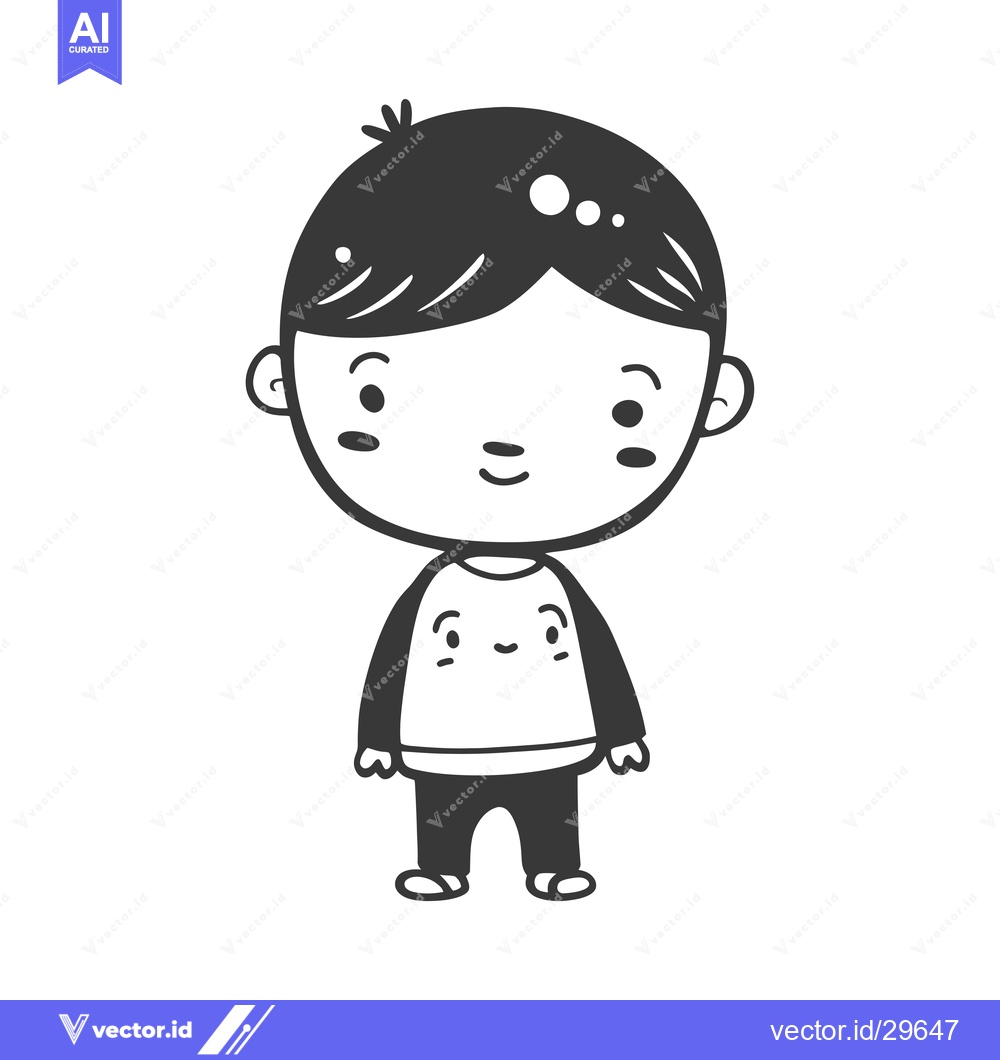 Premium Vector dari Cartoon illustration of a smiling boy with short black hair wearing a