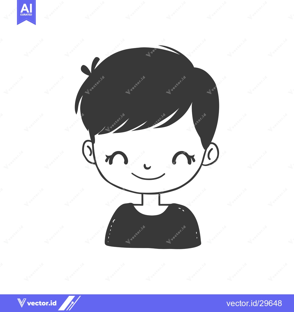 Premium Vector of Cartoon Illustration of a Smiling Boy with Short Hair