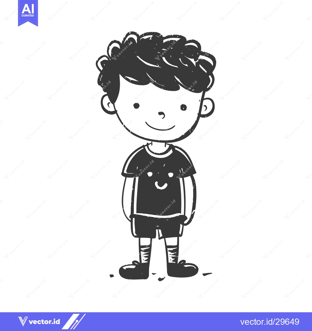 Premium Vector of Cartoon Illustration of a Smiling Boy with Short Hair