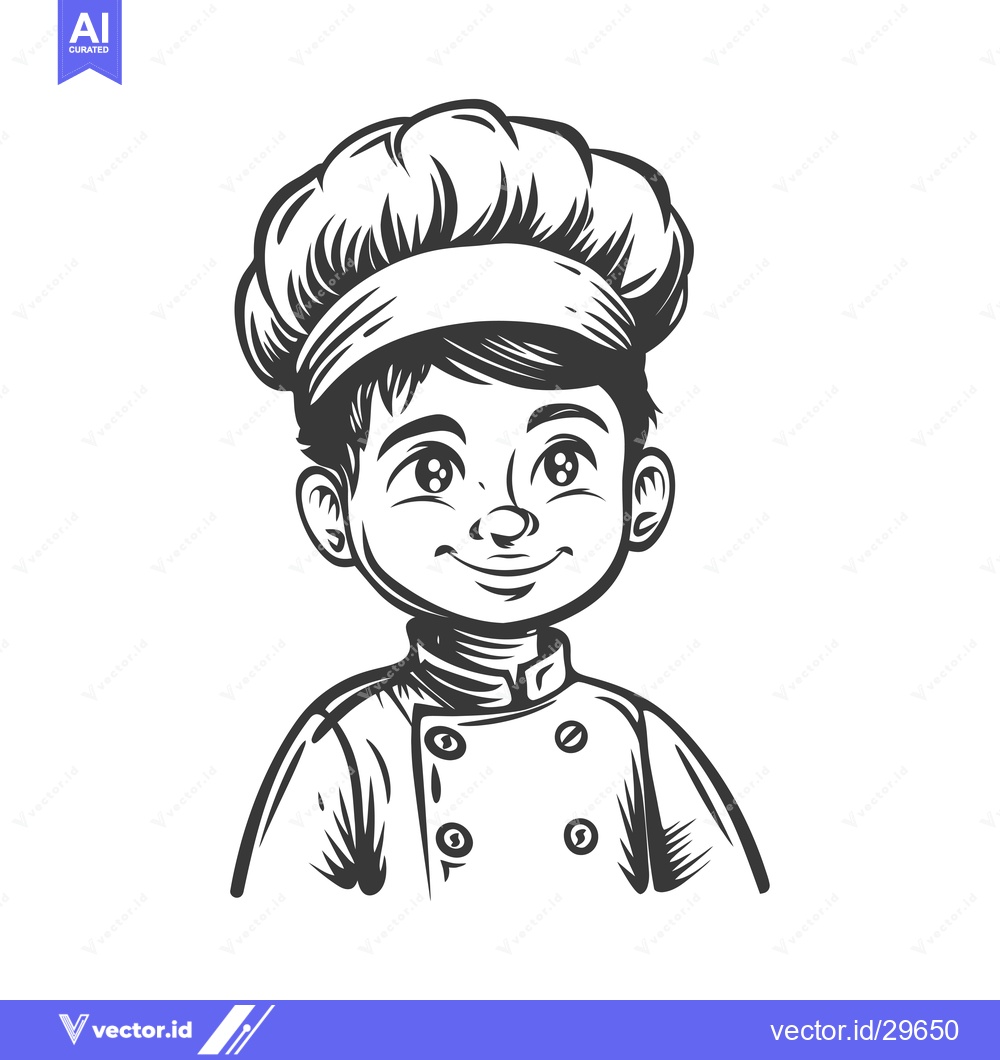 Premium Vector dari Cartoon Illustration of a Smiling Chef Wearing a Hat
