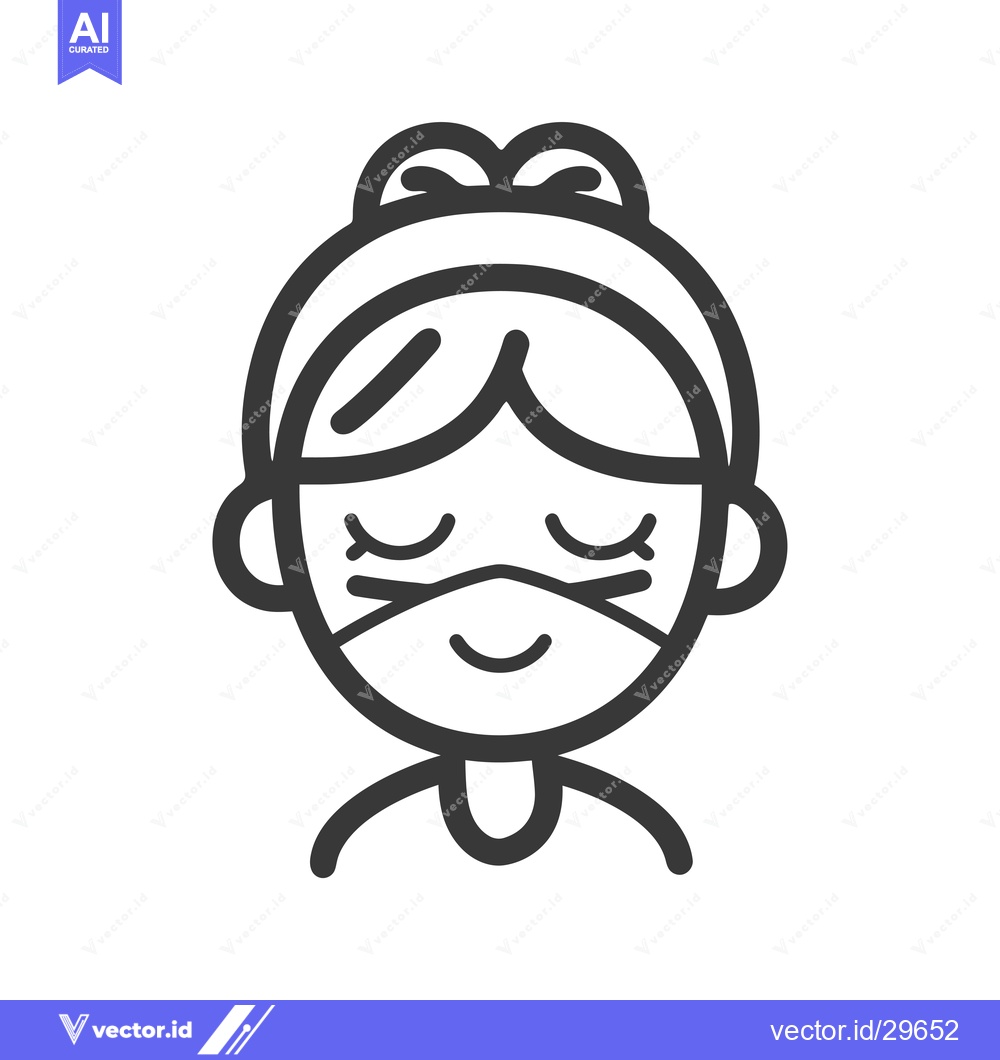 Premium Vector dari Cartoon Illustration of a Smiling Girl with Eyes Closed Wearing a Face
