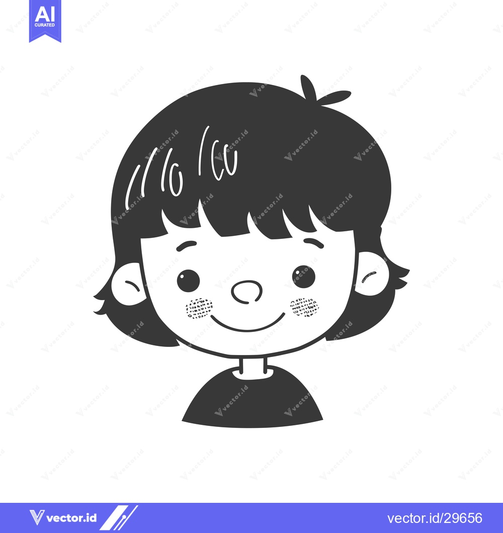 Premium Vector dari Cartoon illustration of a smiling girl with short hair and freckles
