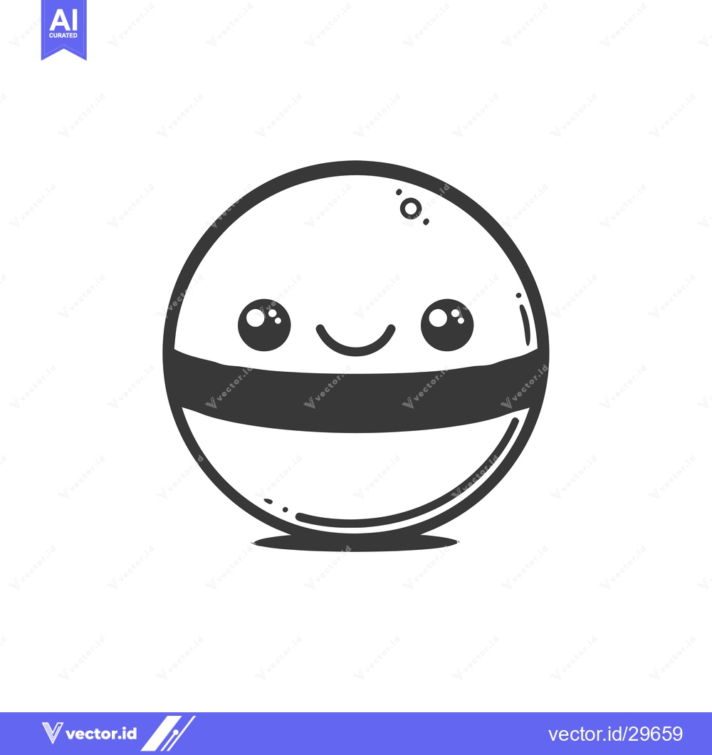 Premium Vector of Cartoon illustration of a smiling orb with a black stripe