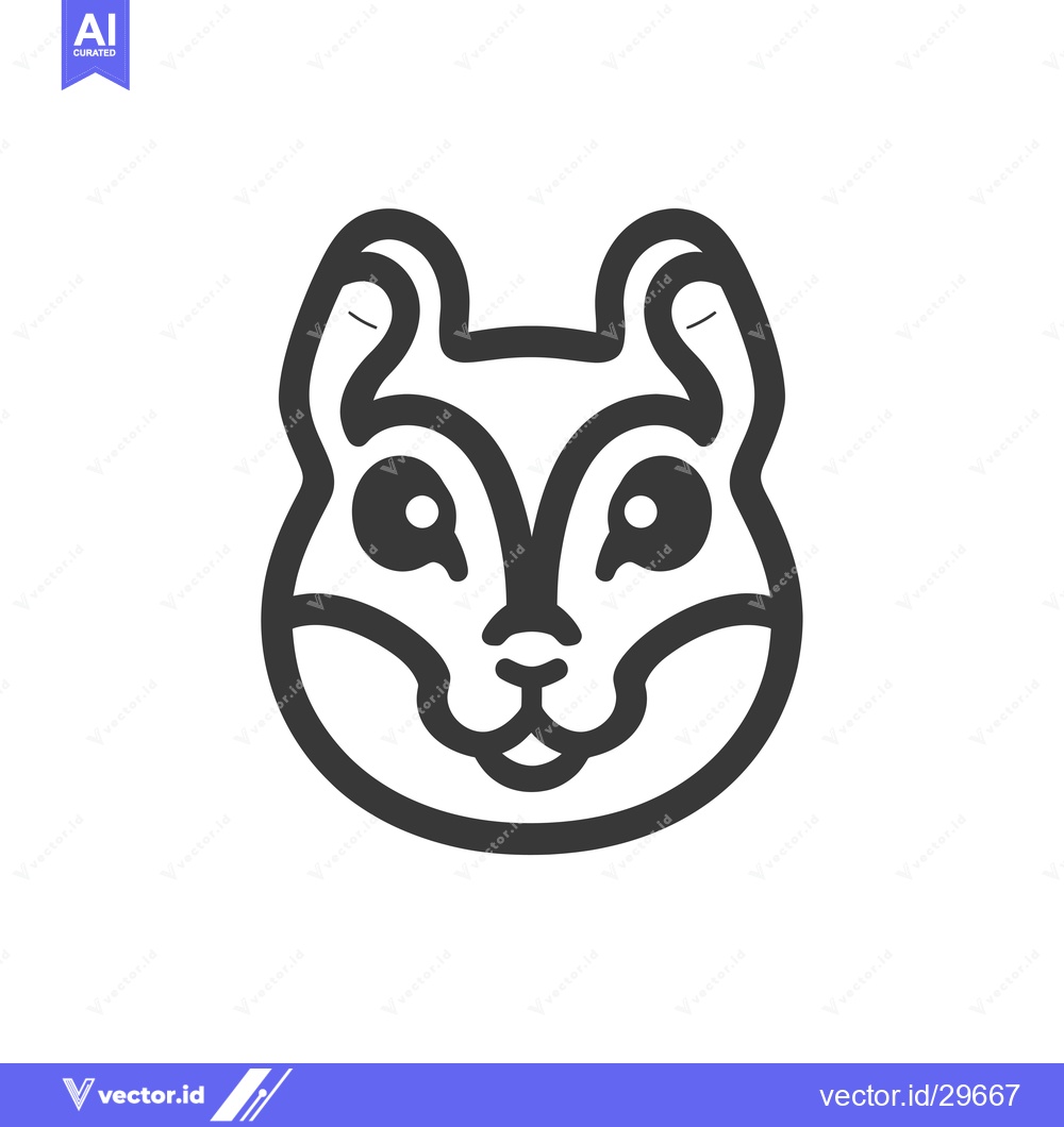 Premium Vector of Cartoon Illustration of a Squirrel's Face with Large Eyes
