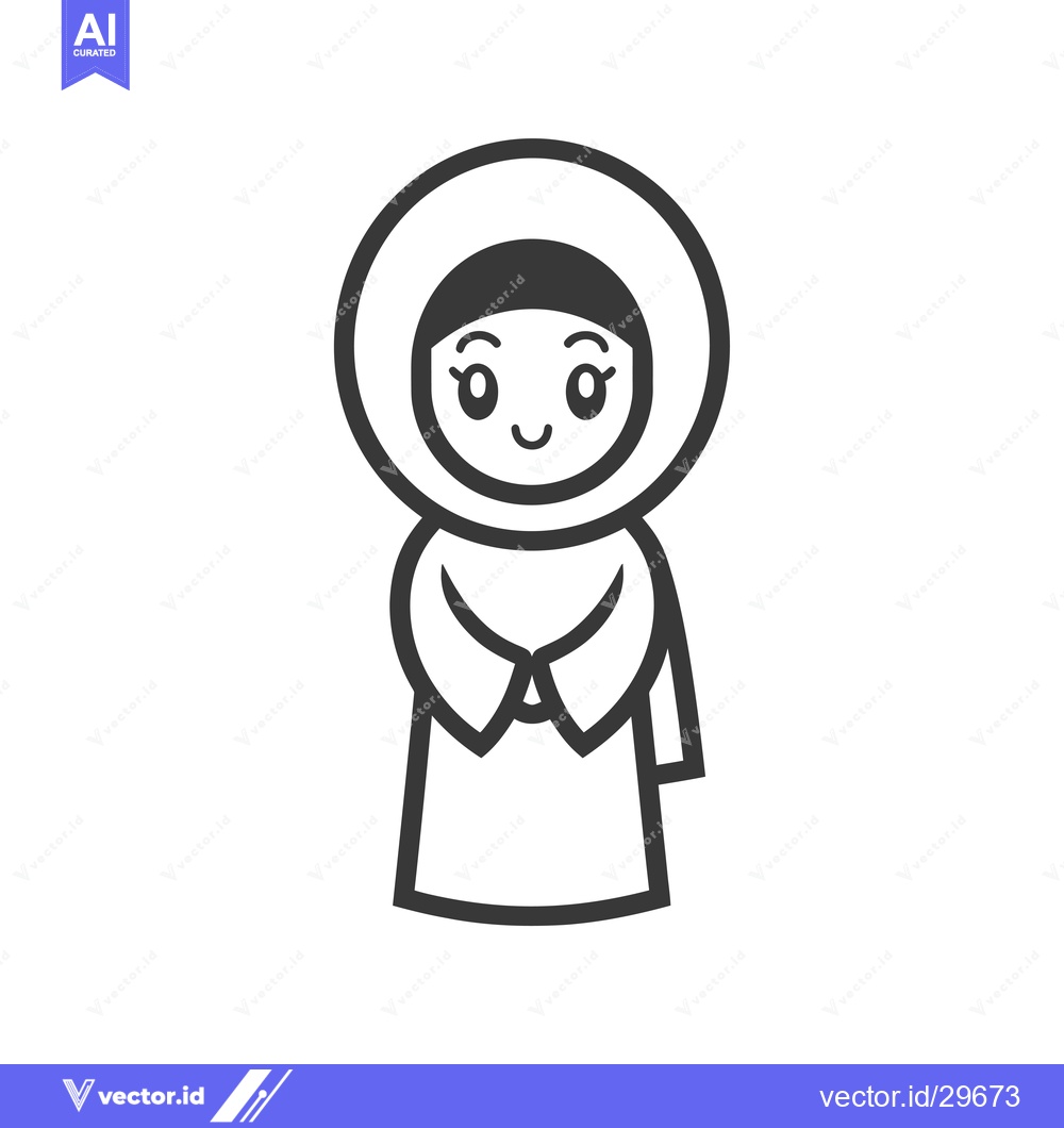 Premium Vector of Cartoon Illustration of a Woman Wearing a Headscarf