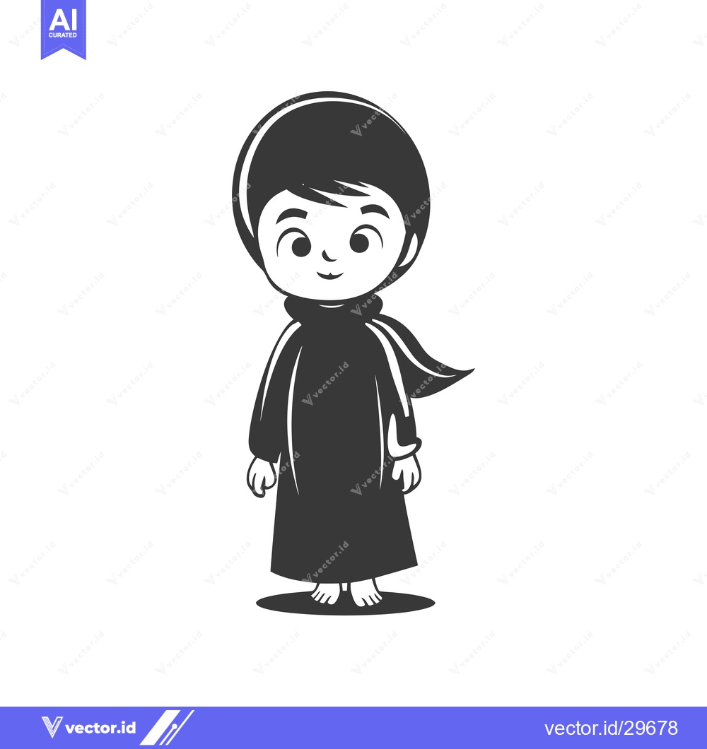 Premium Vector dari Cartoon illustration of a young boy wearing a traditional Islamic thob
