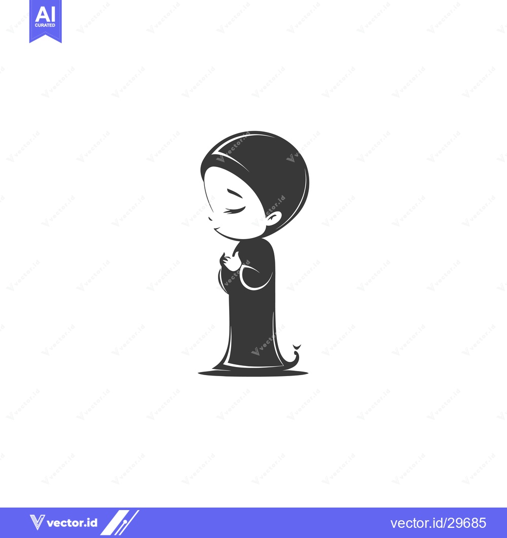 Premium Vector dari Cartoon Illustration of a Young Girl in a Hijab Praying