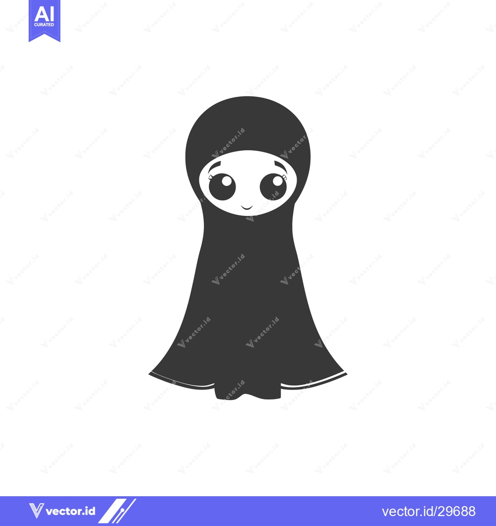 Premium Vector of Cartoon Illustration of a Young Girl Wearing a Hijab