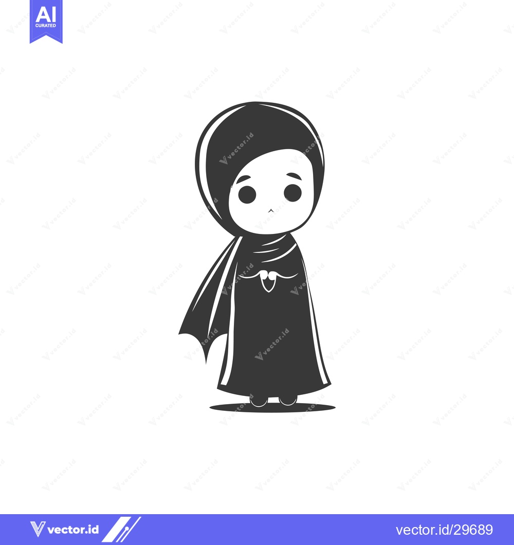 Premium Vector dari Cartoon Illustration of a Young Girl Wearing a Hijab