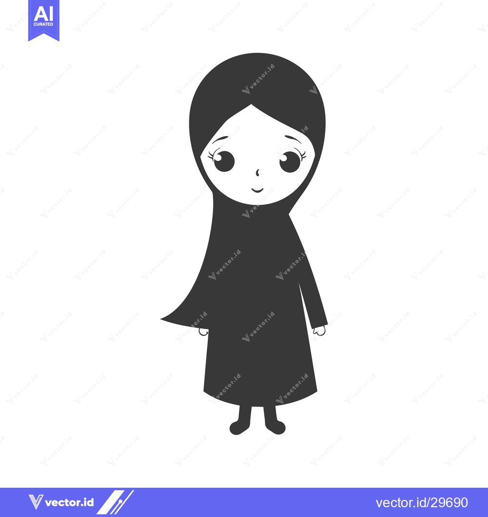 Premium Vector dari Cartoon Illustration of a Young Girl Wearing a Hijab