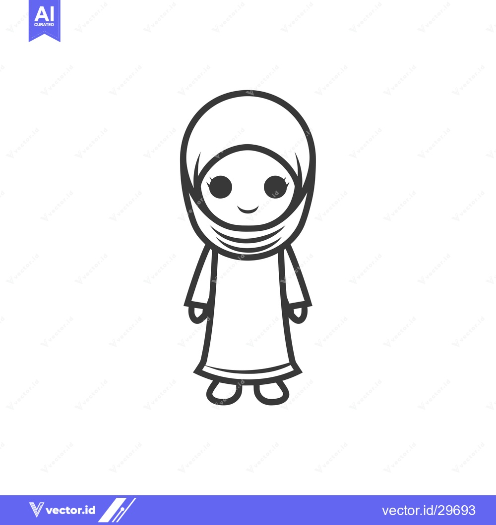 Premium Vector dari Cartoon Illustration of a Young Girl Wearing a Hijab