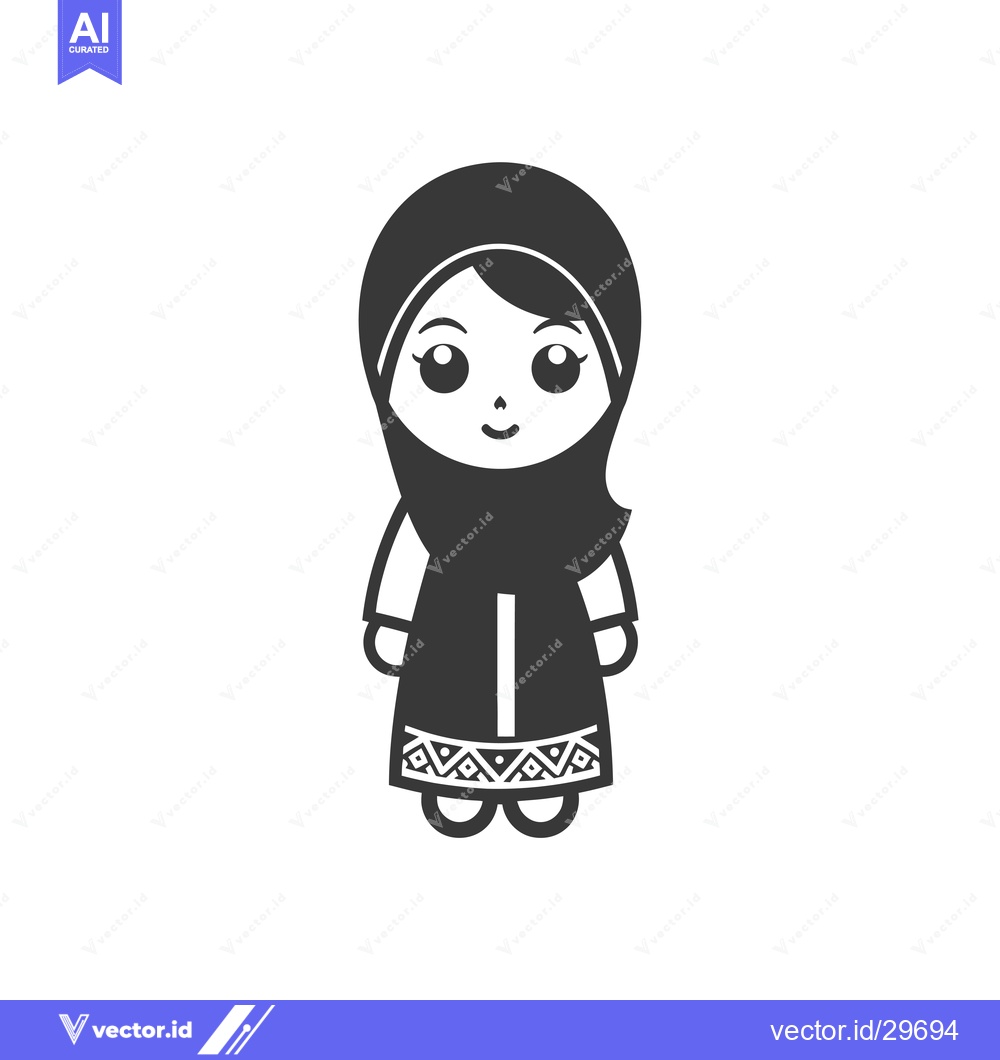 Premium Vector dari Cartoon Illustration of a Young Girl Wearing a Hijab and Abaya