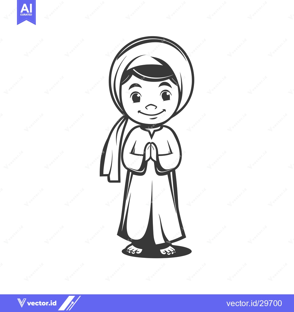Premium Vector dari Cartoon illustration of a young person in traditional Islamic attire p