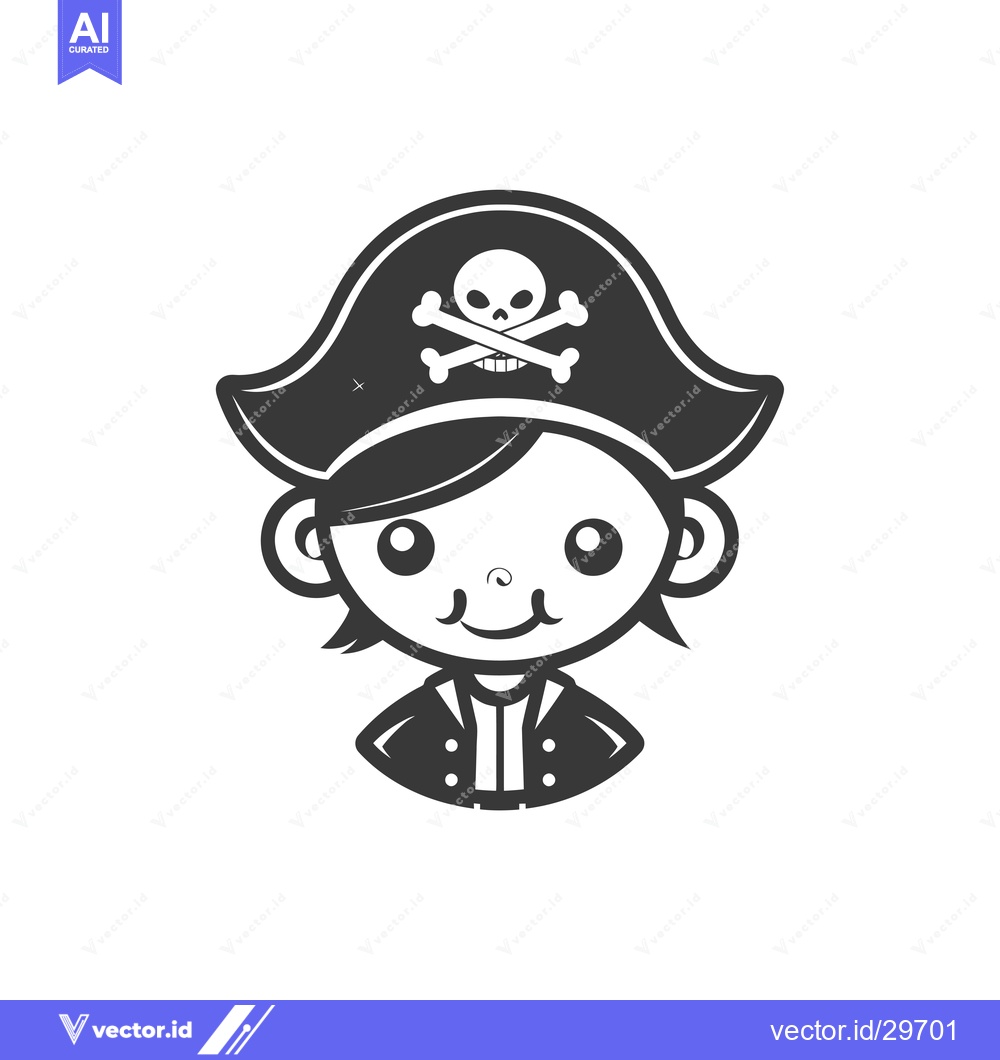 Premium Vector dari Cartoon Illustration of a Young Pirate with a Skull and Crossbones Hat