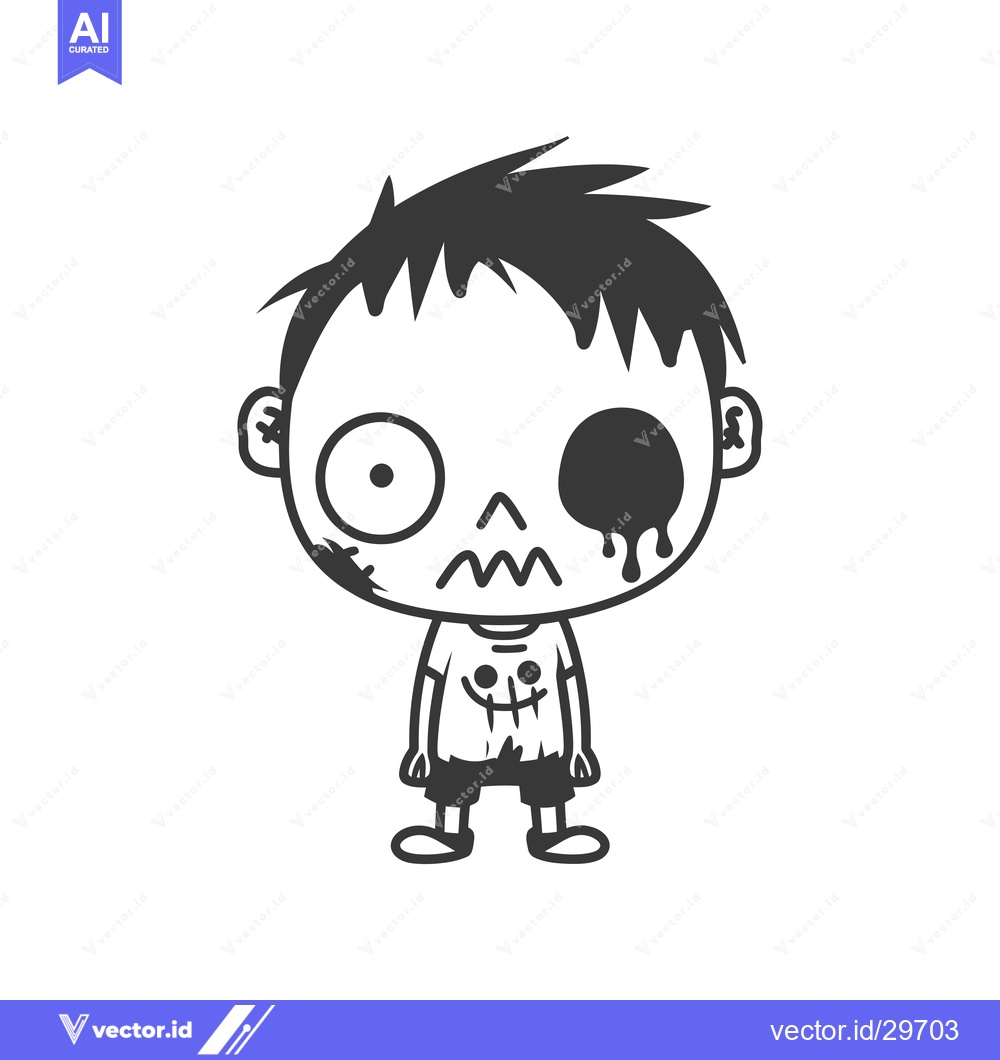 Premium Vector dari Cartoon Illustration of a Zombie Boy with One Eye