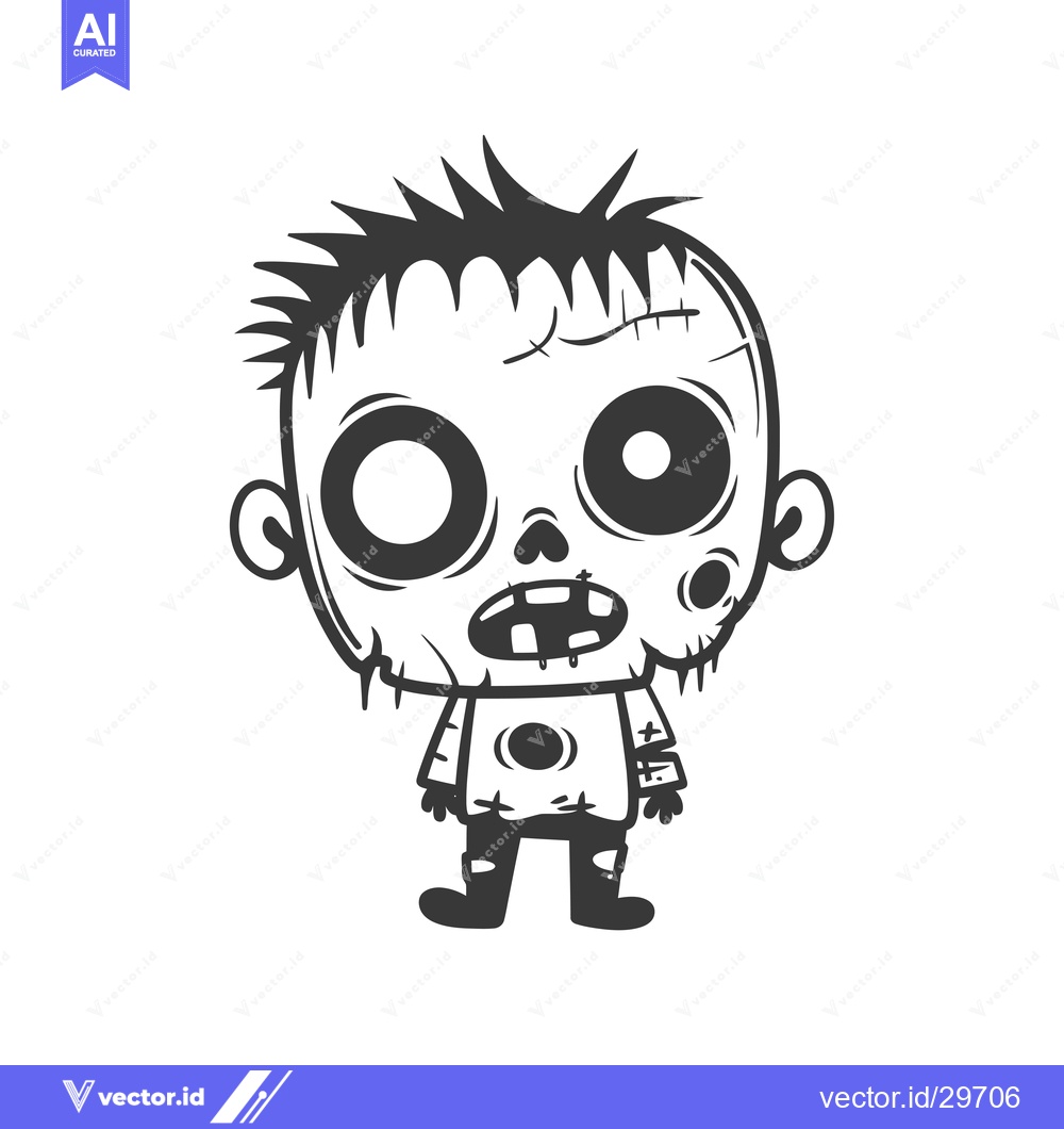 Premium Vector dari Cartoon Illustration of a Zombie with Spiky Hair