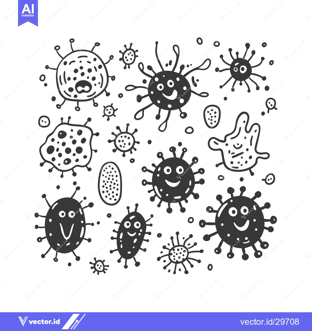 Premium Vector dari Cartoon illustration of happy smiling microbes