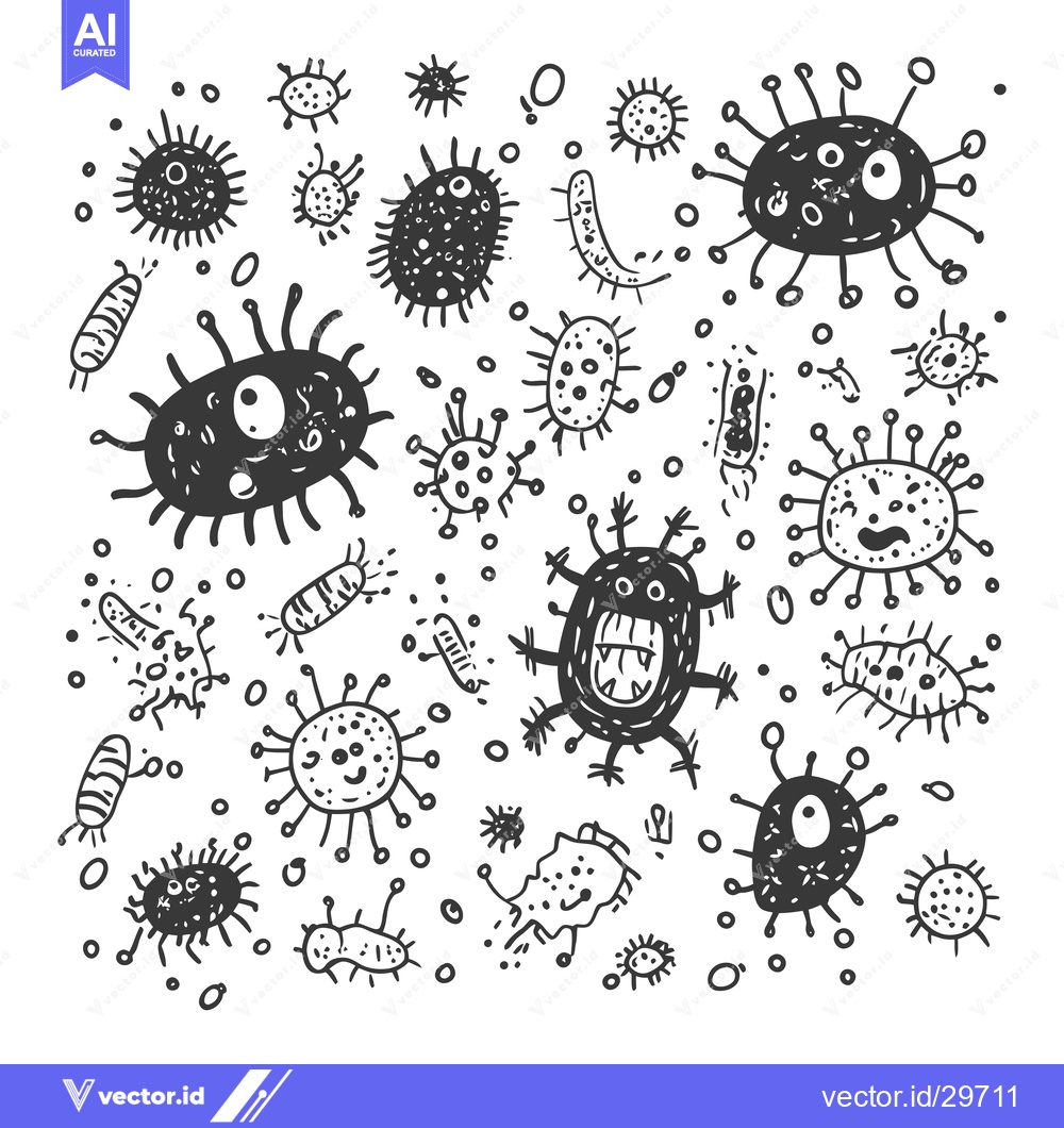 Premium Vector dari Cartoon Illustration of Various Microorganisms