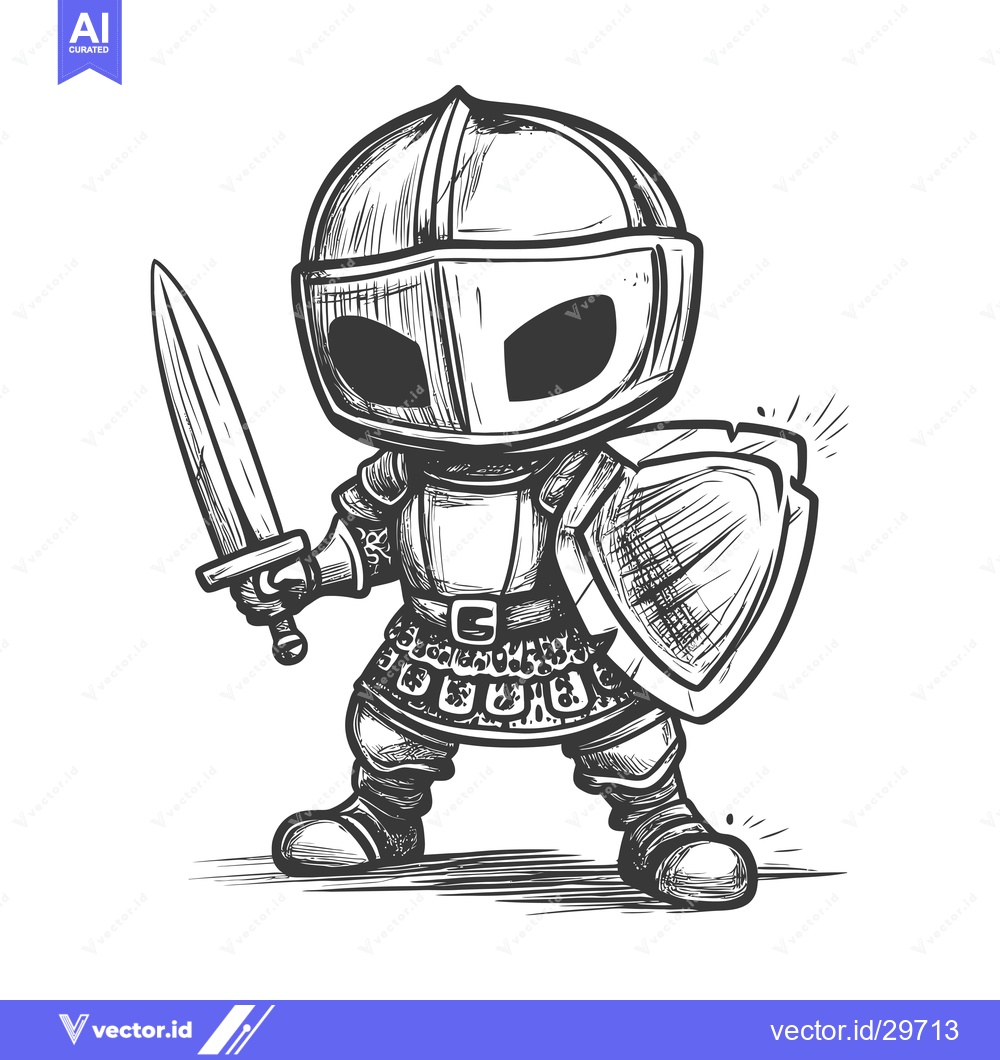 Premium Vector dari Cartoon Knight Holding Sword and Shield
