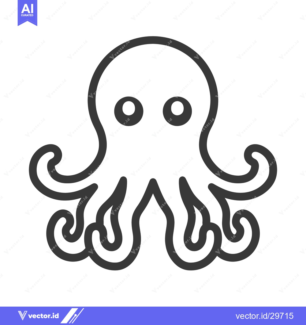 Premium Vector dari A Simple Black Outline Depicting an Octopus on a White Background