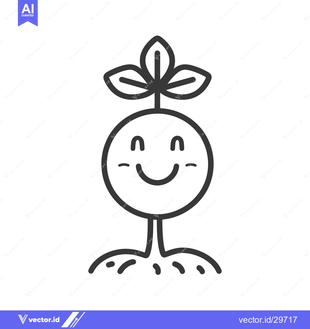 Premium Vector dari A happy smiling plant sprouting from the earth in illustration form