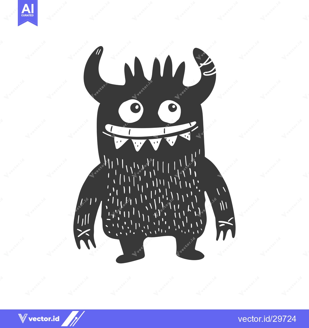 Premium Vector dari Cartoon monster with a big smile and horns