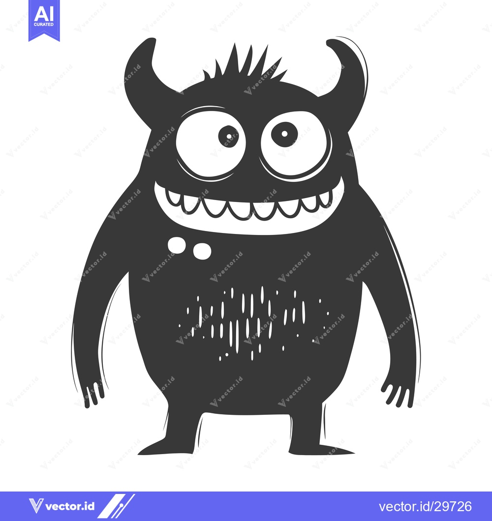 Premium Vector of Cartoon Monster with Big Eyes and a Grin