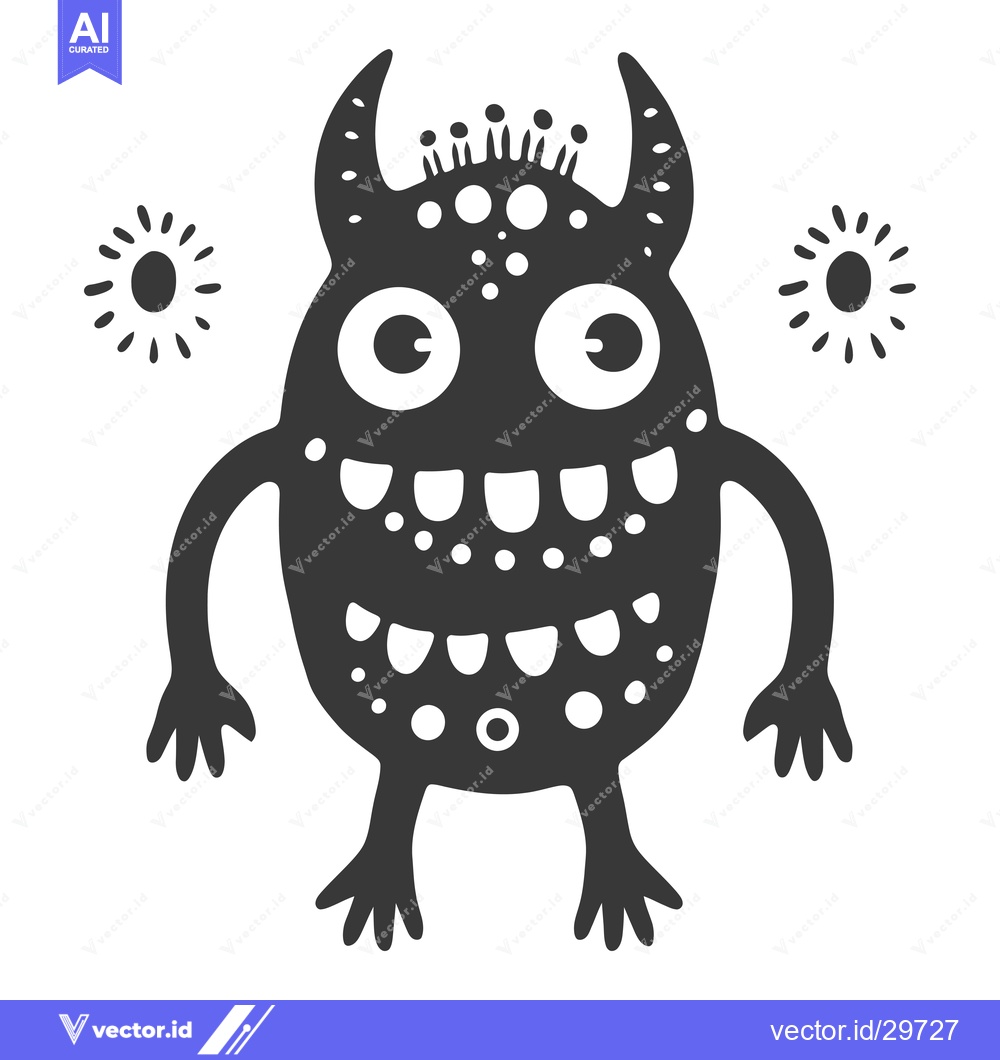 Premium Vector dari Cartoon Monster with Big Eyes, Horns, and a Wide Grin