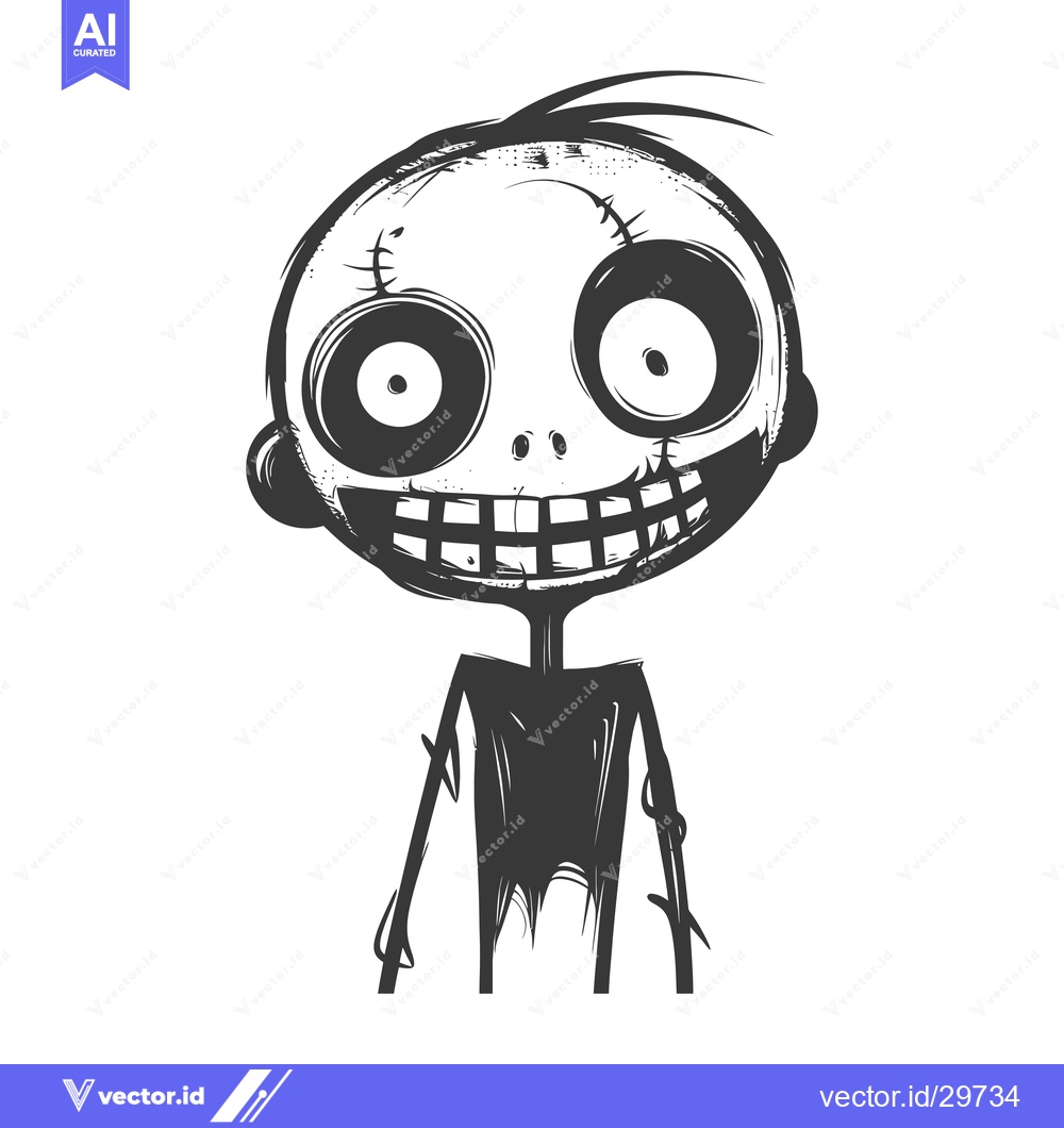 Premium Vector dari Cartoon Monster with Stitched Skin and Wide Eyes