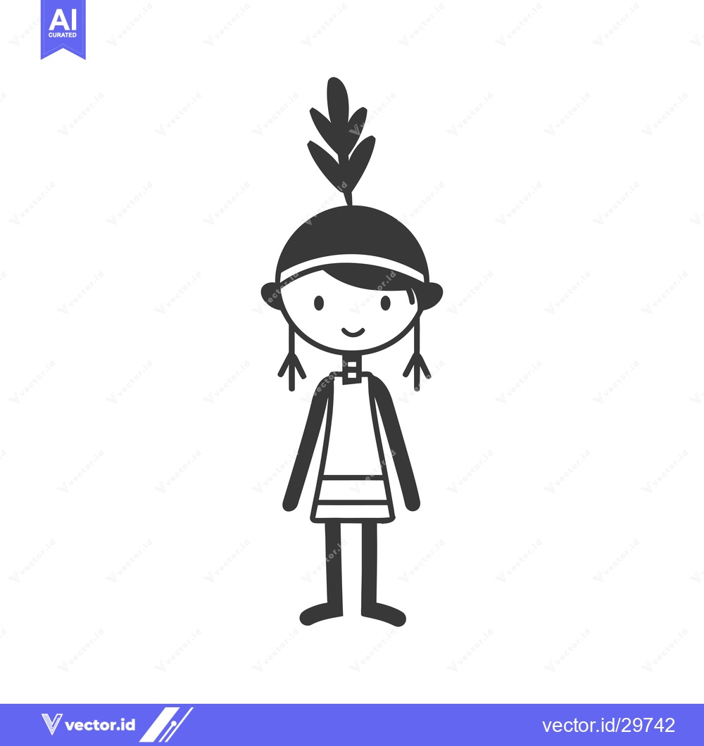 Premium Vector of Cartoon of a smiling person wearing a traditional Native American head
