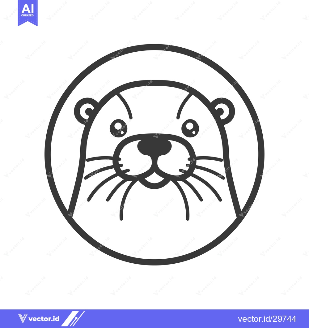 Premium Vector of Cartoon Outline of an Otter's Face in a Circle