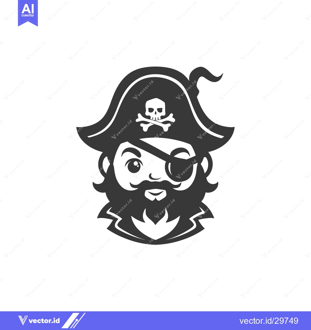 Premium Vector dari Cartoon Pirate with Eyepatch and Skull and Crossbones Hat