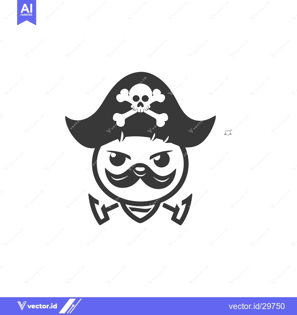 Premium Vector of Cartoon Pirate with Skull and Crossbones Hat