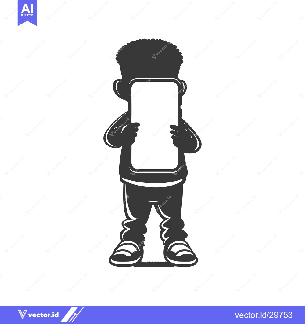 Premium Vector dari Cartoon Silhouette of a Person Holding a Smartphone
